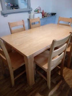 Pine Table and (6) Chairs. Donegal. 