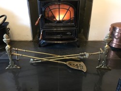 Antique Brass Fireplace Companion Set 