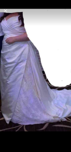 Wedding dress with matching lace bolero, hair piece   