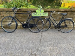 Ladies and Gents Black Raleigh Bicycle.  