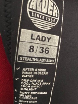 Size 8 ladies alder 5/4/3 wet suit  