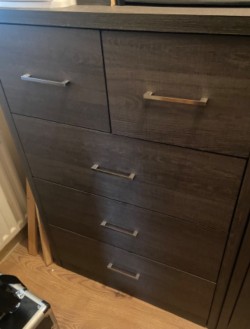 2 charcoal grey wardrobes and set of drawers for sale  