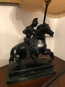 Vintage Black Horse and Knight rider lamp 