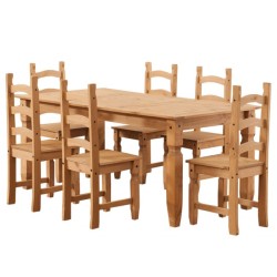 Corona 6 ft. Dining Table & Chairs in Distressed Waxed Pine 