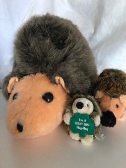 Large Vintage Hedgehog with two smaller hedgehogs  