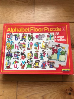 Two Vintage 1970s Spears Alphabet and Numbers Wooden Floor Puzzles 