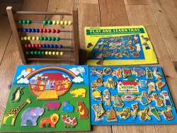 Vintage 1970s Abacus and Play and Learn Puzzles 