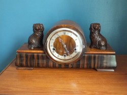 Enfield Art Deco mantle clock with matching dogs 