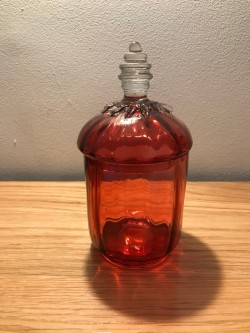Antique Victorian Hand Blown Cranberry Glass Jar 