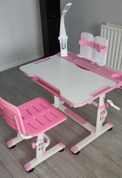 Childrens Desk and Chair Set Height Adjustable(pink) 
