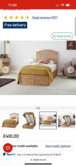 Single solid oak Ottoman bed 