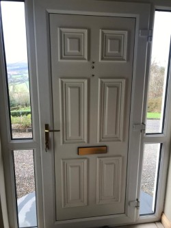 Pvc front door, frame locks keys 
