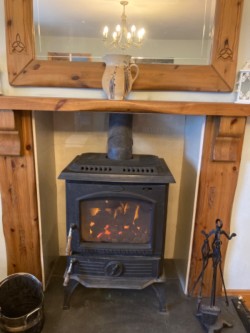 Horseflame stove, back boiler, surround & hearth 