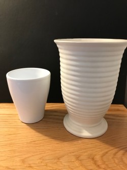One Cream Vase and One White Vase 