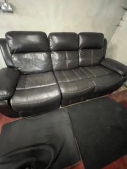 Leather reclining settee 
