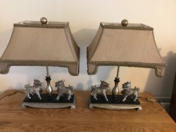 Pair of Lion/Dog of Foo lamps  