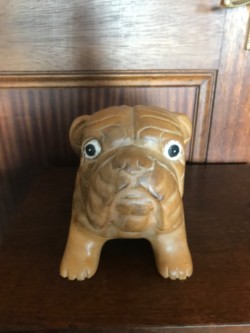Hand carved wooden vintage Bulldog 