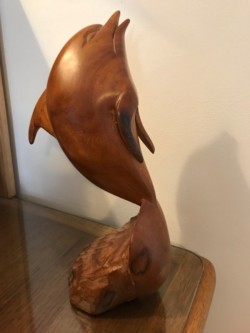 Hand Carved Wooden Vintage Leaping Dolphin 