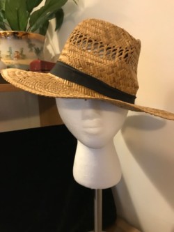 Straw Hat with brown band 