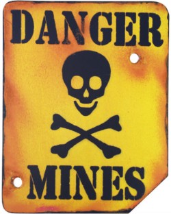 Danger Mines Wooden Sign 