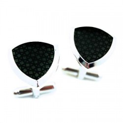 Triangle Shaped Silver Plated & Blue Cufflinks 