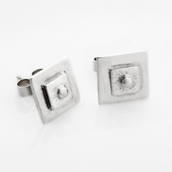 Square stud earrings - Silver 